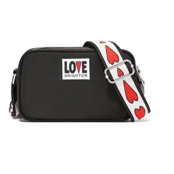 Love Brighton Crossbody Bag Black Red Heart Strap NWT And Extra Makeup Bag - Picture 9 of 15
